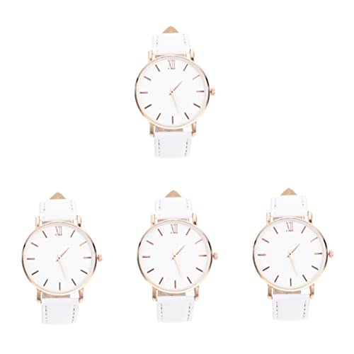 SAFIGLE 4stücke Damen Armbanduhr Mit Elegantem Lederarmband Uhr Minimalistische Analoge Uhr Für Anlässe Atemberaubendes Für Freundin Oder Tochter von SAFIGLE