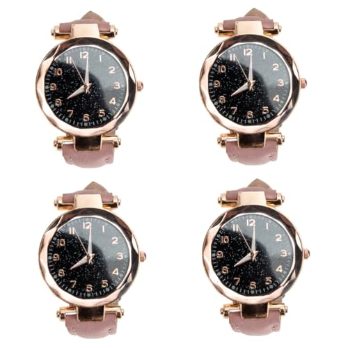 SAFIGLE 4 Stück Digitale Quarzuhren damenarmbanduhr Ladies Watch Modeuhr Lederarmbanduhr Women Watches Filigrane Damenuhr Frauen die Uhr zarte Damenuhr Armbanduhr Legierung Rosa von SAFIGLE