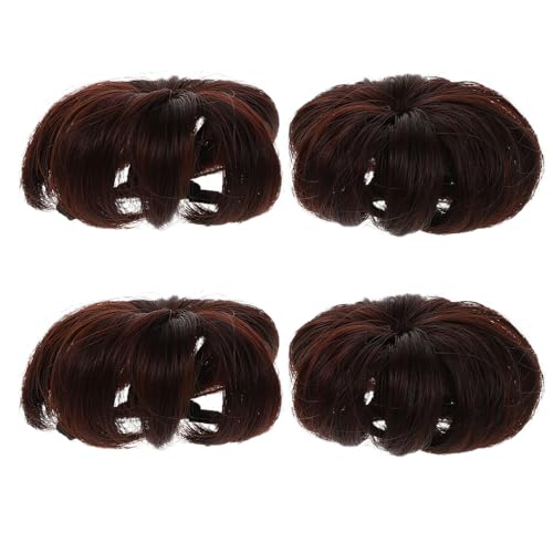 SAFIGLE 4 Stück Fake-Haarknoten: Haarknoten-Extensions mit Clip für Damen – Ballett-Haarteil für Party-Rollenspiele und den täglichen Gebrauch (Dunkelbraun) von SAFIGLE