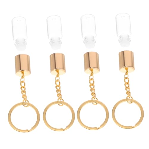 SAFIGLE 4 Stück Flasche Schlüsselanhänger Mini -Zylinderflaschenschlüsselkette dekorative Parfümflaschen Kleine Zylinderflaschenschlüsselkette Parfümflaschen leer Transparent von SAFIGLE