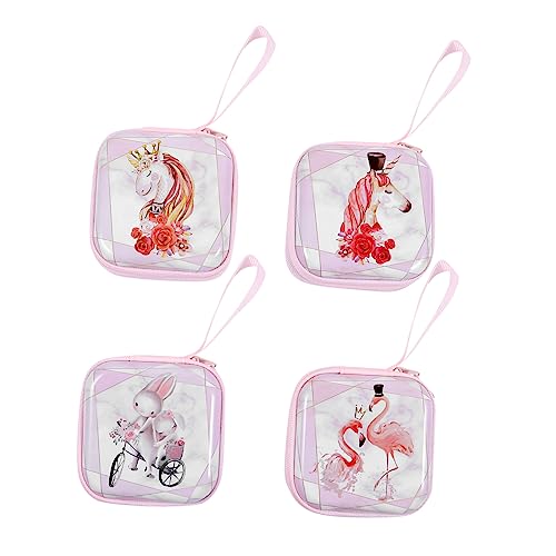 SAFIGLE Einhorn Geldbörse Mädchen 4 Stück Cartoon Münztasche Für Kinder Reißverschluss Clutch Kompakte Aufbewahrungstasche Kreatives Design Für Lippenstift Und Kleingeld von SAFIGLE