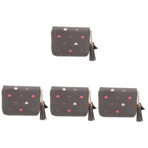SAFIGLE 4stücke Pu Geldbörse Damen Mit Münzfach Kleine Brieftasche Für Und Alltag Bequemes Design Mit Quastenanhänger von SAFIGLE
