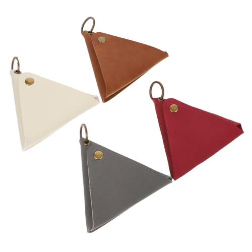 SAFIGLE 4stücke Retro Dreieckige Leder Münztasche Für Schlüssel Und Kleingeld Praktisches Aufbewahrungsset Für Alltag Und Freizeit Farben Zufällig von SAFIGLE