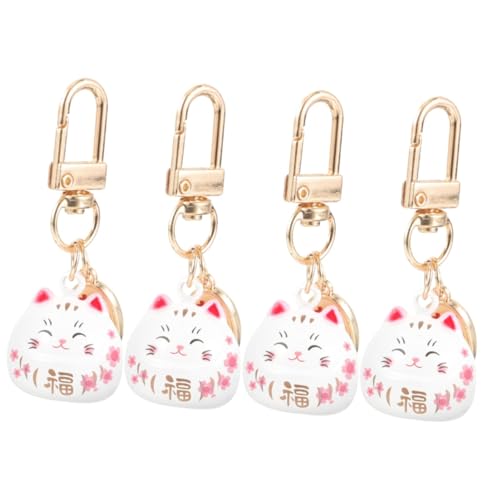 SAFIGLE 4 Stück Glücklicher Katzenanhänger Schlüsselanhänger Für Kinder Süße Geldbörse Kreativer Schlüsselanhänger Winkende Katze Schlüsselanhänger Schlüsselanhänger-anhänger Legierung von SAFIGLE
