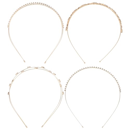 SAFIGLE 4 Stück Gold Strass Braut Stirnband - Blumenmädchen Kopfschmuck - Blätter Tiara Krone Floraler Kopfschmuck - Hochzeit Haarschmuck von SAFIGLE