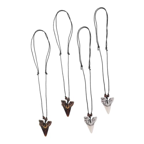 SAFIGLE 4 Stück Haifischzahn Halsketten für Herren und Damen Surferkette aus Robustem Material Modisches Strand Accessoire Vielseitiger Schmuck für Beach und Ocean Fans von SAFIGLE