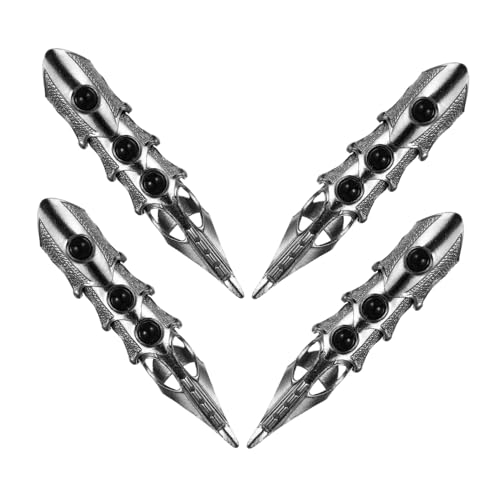 SAFIGLE 4 Stück Halloween Punk Ring Langer Fingerring Gothic Fingerring Cosplay Krallenring Finger Skelettring Herrenringe Fingergelenkpanzerung Halloween Requisitenring von SAFIGLE