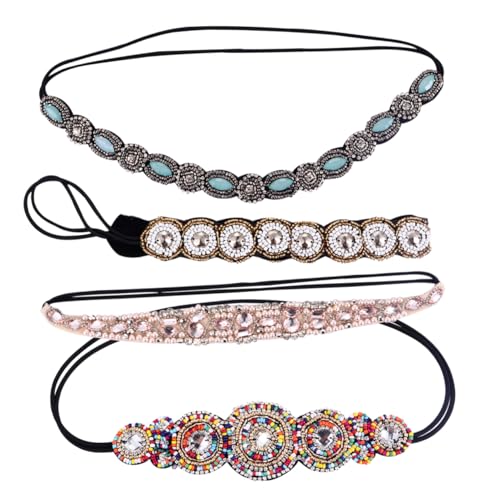 SAFIGLE 4stücke Strass Perlen Stirnband Damen Haarband Handgemachte Haarreif Schmuck Haarbänder Stirnband Für Party Tanz Hochzeit Geburtstag Alltagsfrisur von SAFIGLE