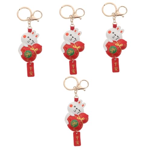 SAFIGLE 4 Stück Hase Schlüsselanhänger Hasengeschenke Kaninchen-schlüsselanhänger Stirnbänder Für Neugeborene Babys Frühlingsfest-Tier-schlüsselanhänger Spitzenarmband Leder Und Legierung von SAFIGLE