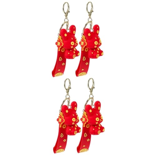 SAFIGLE 4 Stück Hase Schlüsselanhänger Jahr des Kaninchenschlüsselbundes Glücksschlüsselanhänger Schlüsselanhänger Damen Geldbörse Mit Reißverschluss Geldbörsenhalter Fürs Auto PVC von SAFIGLE