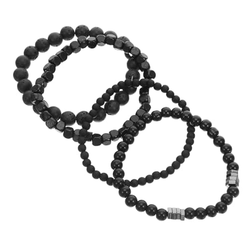 SAFIGLE 4 Stück Herrenarmband mit Steinkugeln Moderner Eleganter Hip Hop Handschmuck für Alltag und Street Fashion von SAFIGLE