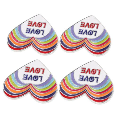 SAFIGLE 4 Stück Herz Broschen Regenbogen Emaille Anstecknadeln Handgefertigt Aus Legierung Vielseitige Herz Anstecker Für Kleidung Rucksäcke Hüte Party Accessoires von SAFIGLE