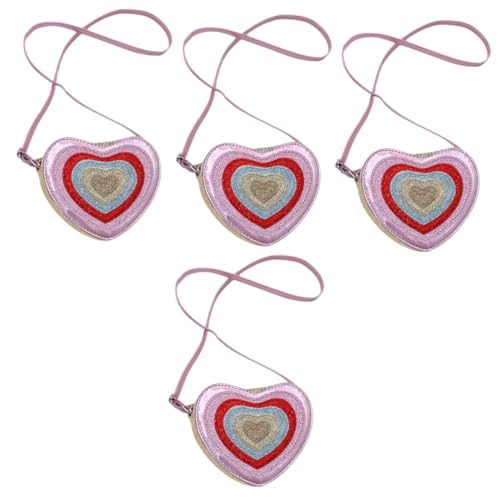 SAFIGLE 4stücke Herzförmige Umhängetasche Mit Verstellbarem Schultergurt Für Mädchen Vielseitige Geldbörse Für Schultertasche Oder Crossbody Bag von SAFIGLE