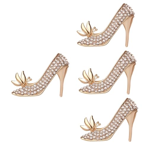 SAFIGLE 4 Stück High Heels Brosche trauzeugen geschenke bridesmaid gift Kleideraccessoires Strass-Heels für Frauen Anstecknadel für Kleidung Frauen Strassbrosche Shirt Zubehör Schmuck von SAFIGLE