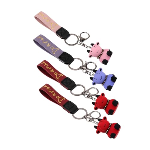 SAFIGLE 4 Stück Kalb Schlüsselanhänger Schlüsselbund Autozubehör zum Aufhängen für Frauen Plüsch schlüsselanhänger Tier Chinese Zodiac Auto schlüsselanhänger Ochse Schlüsselanhänger Harz von SAFIGLE