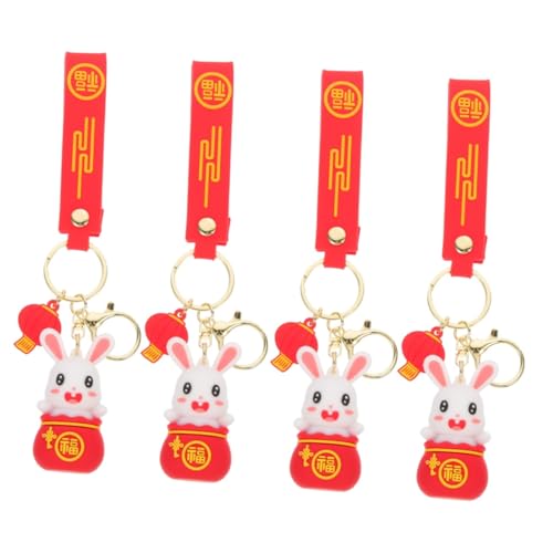 SAFIGLE 4stücke Niedliche Kaninchen Schlüsselanhänger Taschenanhänger Für Jahr Für Neujahrsfeiern Und Dekoration von SAFIGLE