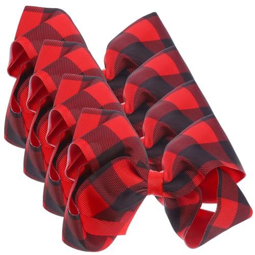 SAFIGLE 4 Stück Karierte Haarklammern mit Schleifen Kleine Rote Haarspangen für Damen Langlebig und Formstabil Modischer Haarschmuck für Weihnachten Geeignet für Festlichkeiten und Alltag von SAFIGLE