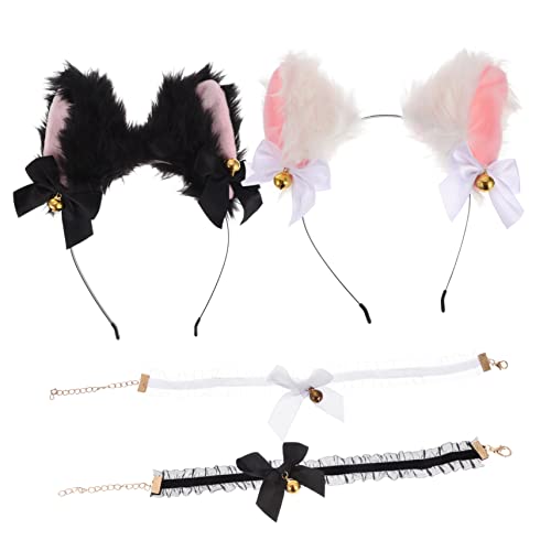 SAFIGLE 4stücke Katzenohren Stirnband Haarband Mit Glocke Für Halloween Cosplay Mottoparty Katzenkostüm Accessoires Für Mädchen Und Erwachsene von SAFIGLE