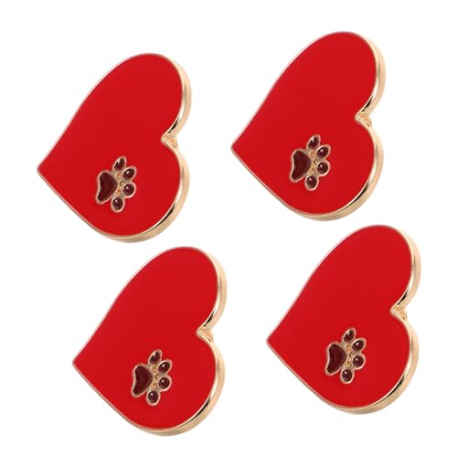 SAFIGLE 4stücke Herzbrosche Mit Pfotenabdruck Emaille-anstecker Liebesnadel Herzpfotennadel Kostümbrosche Für Kleidung Taschen Jacken Accessoires von SAFIGLE
