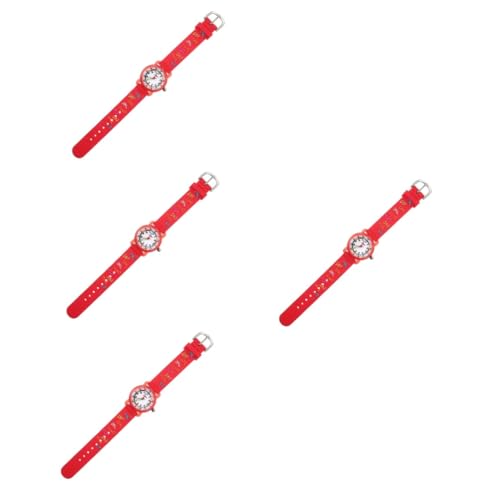 SAFIGLE 4 Stück Kinderuhr Armbanduhr Kinder Watch Uhren dekorative Armbanduhr Kinder schauen zu schöne Armbanduhr für Kinder Einfach Anschauen Uhr mit Armband Kleinkind rot von SAFIGLE