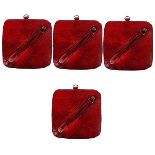 SAFIGLE 4 Stück Kleines Schminktäschchen Für Die Handtasche Retro-geldbörse Wechselgeldbörsen Für Damen Kleine Geldbörse Mini-geldbörse Geldbörse Wechseln Kosmetiktasche Rindsleder von SAFIGLE