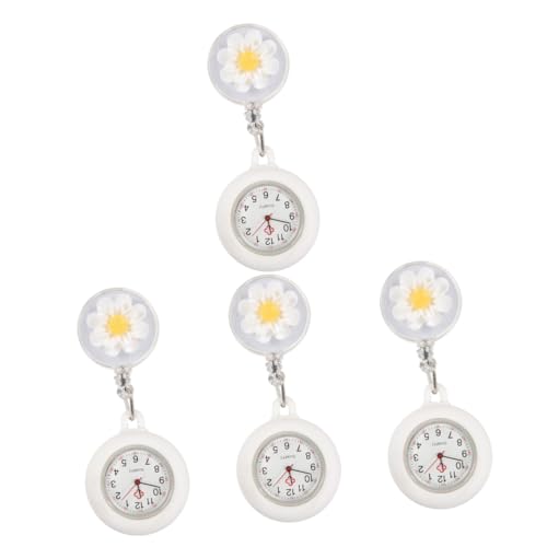 SAFIGLE 4 Stück Krankenschwester Taschenuhr Krankenschwester Armbanduhr Anstecknadel Mädchen Abzeichen Krankenschwester Uhr Einziehbare Hängende Reversuhr Hängende Revers von SAFIGLE