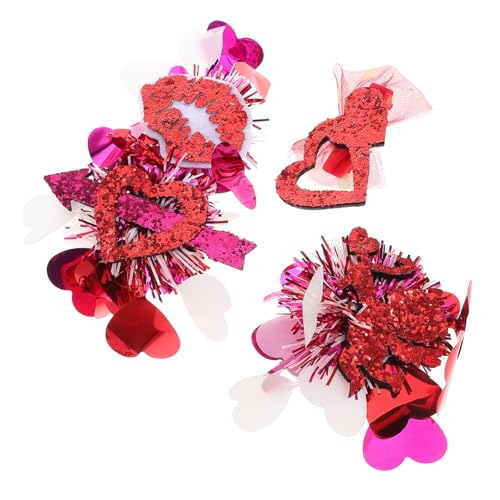 SAFIGLE 4stücke Herz Haarspangen Mit Pailletten Rote Lippen Haarnadeln Schleifen Clips Kopfbedeckungen Für Frauen Mädchen Party Haarschmuck von SAFIGLE