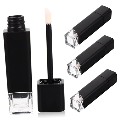 SAFIGLE 4 Stück Lipgloss Behälter aus Transparente Quadratische Lippenbalsam Tuben Nachfüllbare DIY Lippenpflege für Frauen Langlebig und Sicher von SAFIGLE