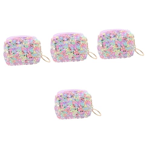 SAFIGLE 4stücke Sequin Münzbeutel Schlüsselanhänger Kleiner Geldbeutel Für Praktische Aufbewahrung Für Münzen Und Schlüssel Bunten Farben Für Täglichen Gebrauch von SAFIGLE