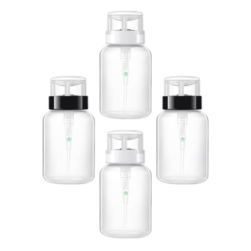 SAFIGLE 4 Stück Nagellackentferner Flaschen mit Druckpumpen Transparente Flasche für Nagellack Make Up Entferner und Flüssigkeiten für Hause und Unterwegs von SAFIGLE