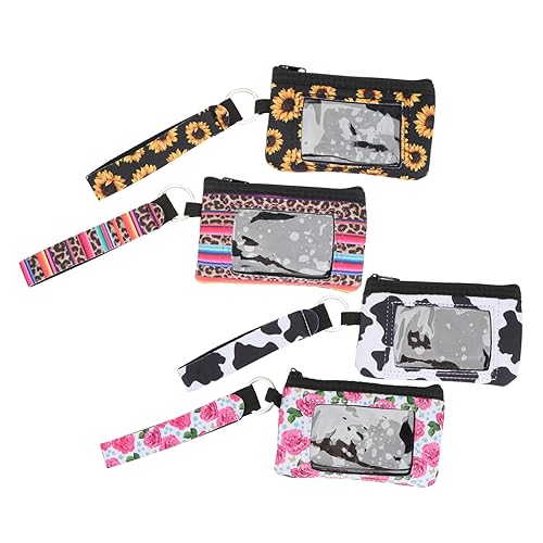 SAFIGLE 4stücke Gedruckte Münztasche Mit Reißverschluss Reisetasche Aus Neopren Mehrzweck-Aufbewahrungstasche Kleine Modische Tasche Für Geldbörsen Und Schlüssel von SAFIGLE