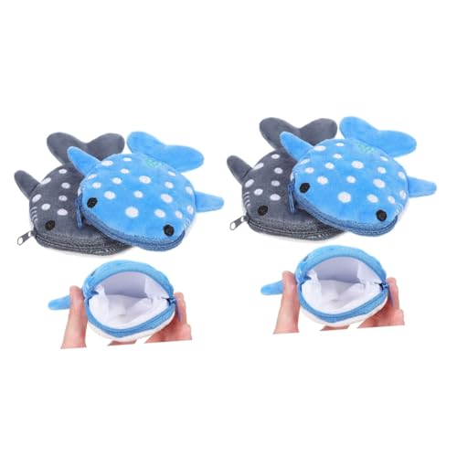 SAFIGLE 4 Stück Neue Hai-Münzengeldbörse aus Plüsch für Kinder (blau + grau) süße Schmucktasche Geldbeutel Mini Kinder geldbörse portmonee Kinder Damen geldbörse Mini-Kosmetiktasche von SAFIGLE