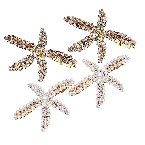 SAFIGLE 4stücke Stern-haarspangen Mit Perlen Und Strass Goldene Haarnadeln Als Dekoratives Haarzubehör Für Damen Und Mädchen Für Hochzeit Party Und Alltag von SAFIGLE