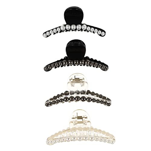 SAFIGLE 4stücke Perlen Haarklammer Für Damen Chunky Jaw Clips Haarschmuck Für Mädchen Und Frauen Mit Einzigartigem Stoßfest Und Uv-beständig von SAFIGLE