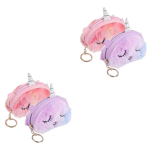 SAFIGLE 4 Stück Plüsch Geldbörsen Mit Reißverschluss Einhorn Geldbörse Für Mädchen Halter Mini Dinge Für Geldbörsen Mini Artikel Für Geldbörsen Kinder Flauschige Geldbörse Münzen von SAFIGLE