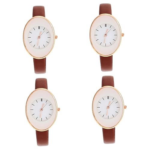 SAFIGLE 4stücke Damen-Armbanduhr Mit Lederarmband Quarzuhr Für Alltag Verstellbar Und Passend Für Handgelenk Für Gelegenheit von SAFIGLE
