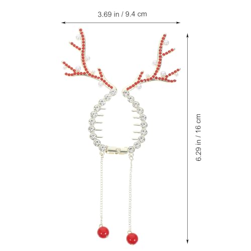 SAFIGLE 4 Stück Rentiergeweih-Haarspangen: Weihnachts-Pferdeschwanzhalter für Dutts für Frauen – Haarklammer-Accessoire für die Feiertage – Festliche Geweih-Dutt-Ornamente von SAFIGLE