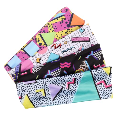 SAFIGLE 4 Stück Retro Boho Print Sport Stirnbänder für Damen Elastische Rutschfeste Yoga Schweißbänder Breites Fitness Haarband für Laufen Gym Wandern und Outdoor Aktivitäten von SAFIGLE