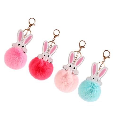 SAFIGLE 4 Stück Schlüsselanhänger mit Haarballen Ring Auto Plüschhasen Apple Air-Tag Halter Kette Ostern geschenktasche Ostern Schlüsselanhänger-Anhänger Hase Schlüsselanhänger von SAFIGLE