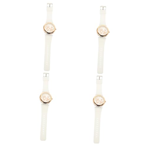 SAFIGLE Damenuhr Mit Silikonband 4 Stück Schmetterlings-quarzuhr Stainless Steel Inoxlm Freizeituhr Modische Damenuhr Digitaluhr Damenuhren Armbanduhr Für Damenuhr Anschauen Gurt Chronograph Frau Weiß von SAFIGLE