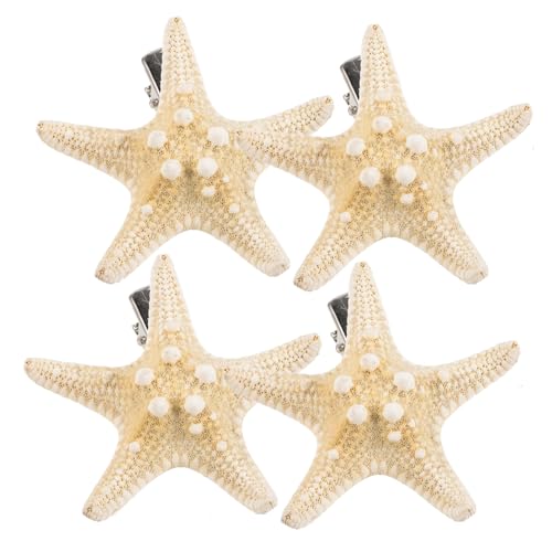 SAFIGLE 4stücke Seestern-haarspange Fünfzackige Stern Haarnadel Strand Haarschmuck Für Frauen Und Mädchen Handgefertigte Natürliche Haarspangen Braut Haarschmuck Zufällige Und Farben von SAFIGLE
