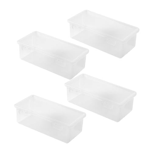 SAFIGLE 4 Stück Stapelbare Transparente Kunststoff aufbewahrungsboxen mit Schnappverschluss Großer Kapazität Klappbarer Deckel Vielseitiger Stifte Schreibwaren Organizer für Schule und von SAFIGLE