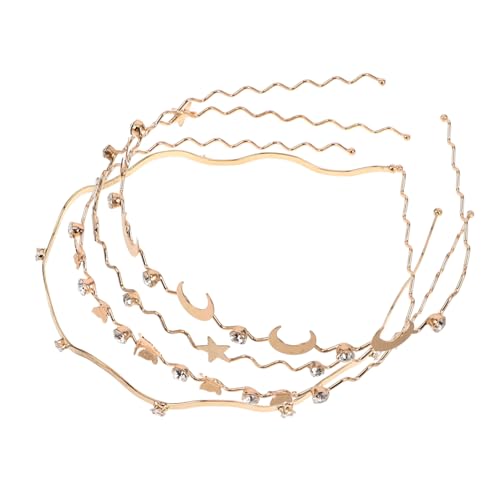 SAFIGLE 4stücke Gold Braut Stirnband Metall Haarschmuck Strass Stirnband Mädchen Krone Tiara Geburtstag Hochzeit Haarband Für Frauen Alltag von SAFIGLE