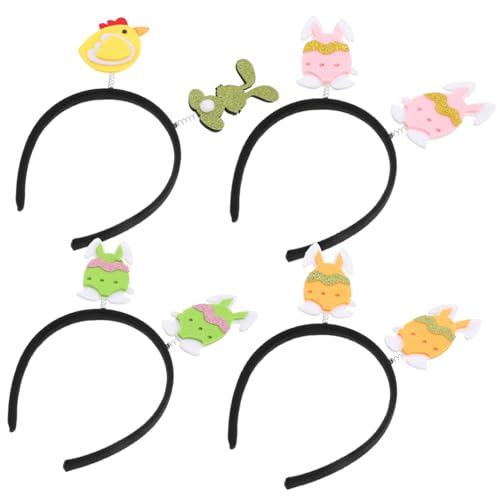 SAFIGLE 4 Stück Stirnband für Teiliges Tragbares Cartoon Haarband mit Bunten Hasen und Kükenmotiven Deko für Ostern Kostümfeste Partys und von SAFIGLE