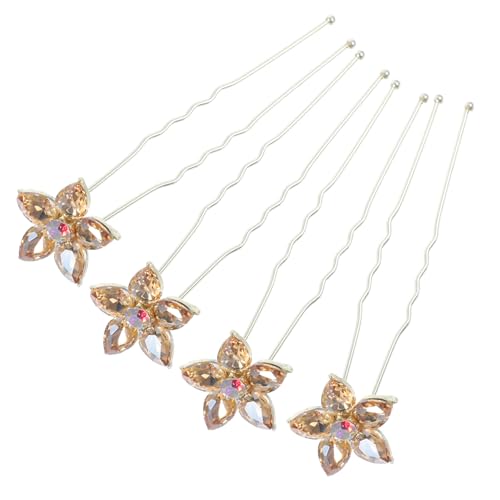 SAFIGLE 4 Stück Strass Haargabel Accessoires Winzige Haarspangen Braut Und Damennadeln Hochzeit Dekorative Haarnadel Mädchen Haarstab Haarstab Für Dutt Strass Haarnadel von SAFIGLE