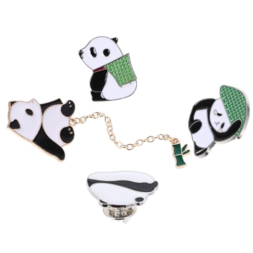 SAFIGLE 4 Stück Süße Taschen Schmuck Rucksäcke Pin Zinklegierung Pin Ästhetisches Metall Miss Tier Panda Malerei Ölfarbe Einfache Cartoon Mädchen Baskenmützen Vintage Rucksäcke Für von SAFIGLE