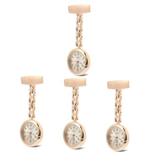 SAFIGLE 4 Stück Taschenuhr Mädchenuhren dekorative Krankenschwesteruhr Pflegeuhr Frauen Uhren Ansteckuhr Medical Watch nachttisch Uhr Pflegebedarf zart leuchtende Uhr Knopfbatterie Rosy von SAFIGLE