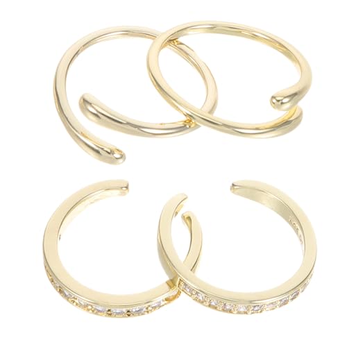 SAFIGLE 4 Stück Teilig Verstellbare Zehenringe für Damen mit Funkelnden Strasssteinen Offenes Design Leichtes Fußschmuck-set für Strand und Sommer Komfortabel mit Glatter Oberfläche für von SAFIGLE