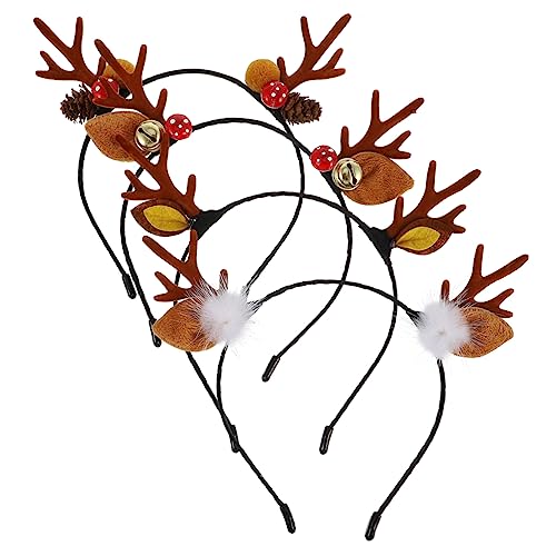 SAFIGLE 4 Stück Teiliges Cartoon Weihnachts Haarreif mit Niedlichem Rentier Geweih Design Leichtes Umweltfreundliches Material Modisches Partyhaarschmuck für Mädchen für Festliche Anlässe von SAFIGLE