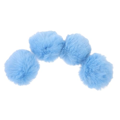 SAFIGLE 4 Stück Teiliges Flauschige Kunstfell Pompons mit Anstecknadel Großer Blauer Pompom für DIY Kleidung Hüte Schuhe und Schmuck Leichte und Vielseitige Modeaccessoires von SAFIGLE